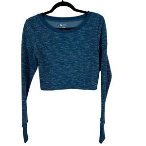 Buffbunny Collection Stylish Blue Long Sleeve Crop Top Size XS